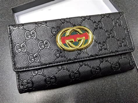 gucci black vintage wallet|vintage Gucci wallet women's.